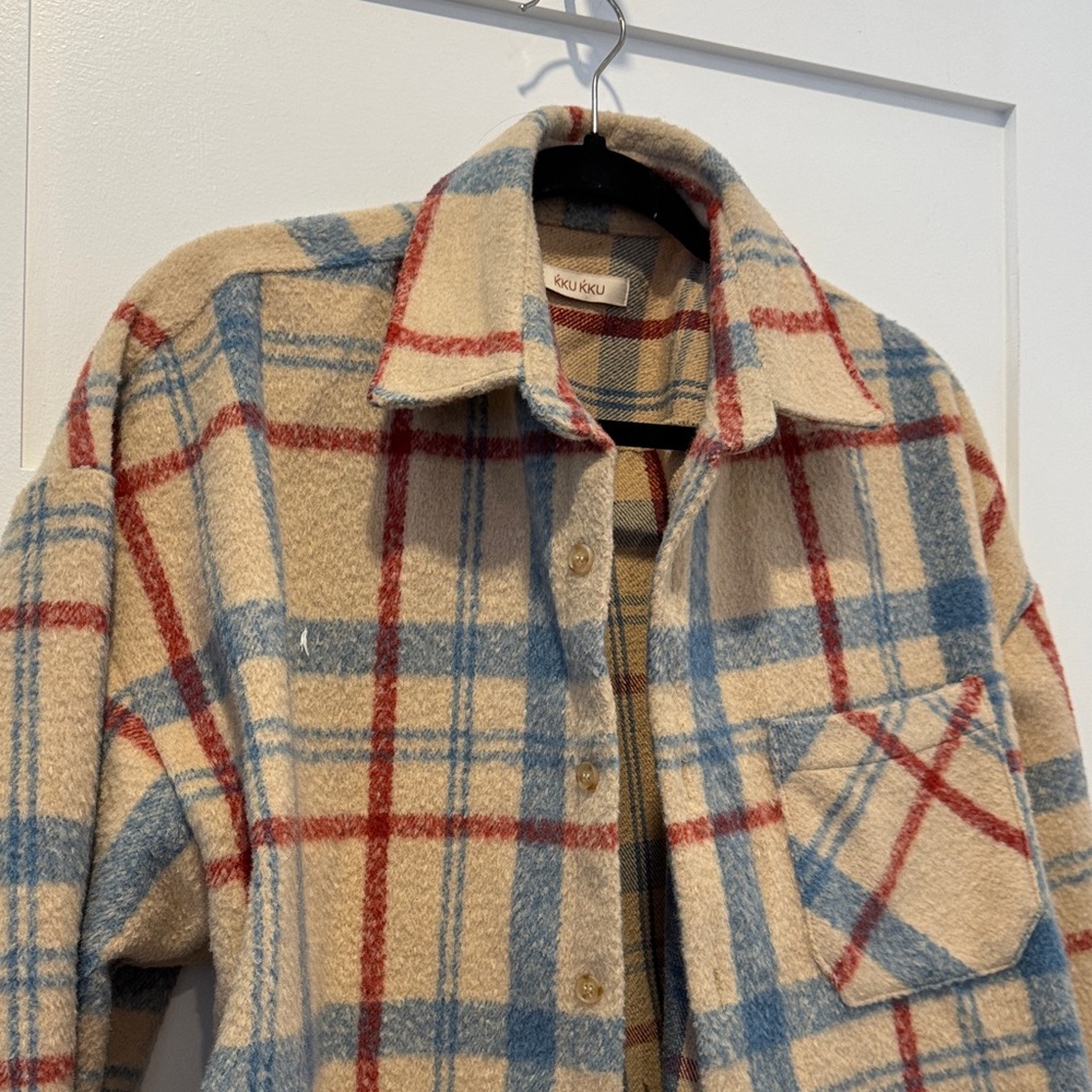 Cozy Plaid flannel Shirt - blurred and beige - Picture 4 of 5